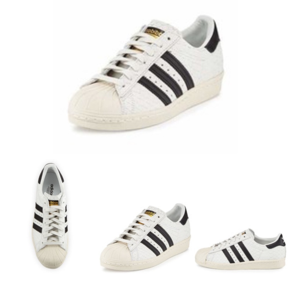 Adidas Superstar '80s Classic Snake-Cut Sneaker, White/Black size 8 - Picture 1 of 8